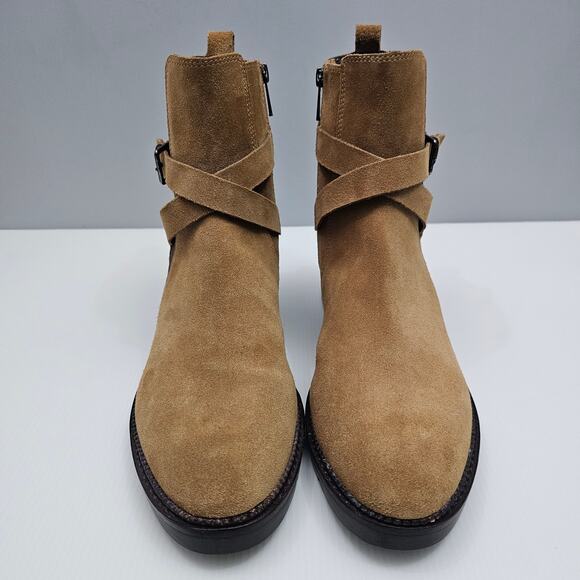 NEW Donald Pliner Savvy Ankle Bootie Womens 11 Tan Suede Chelsea Lug Sole Fall - Picture 5 of 14